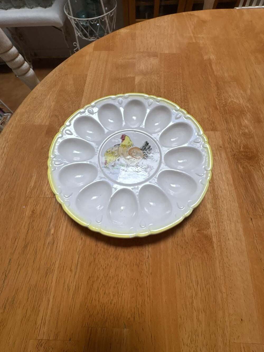 Vintage Artmark Ceramic Rooster Deviled Egg Serving Platter